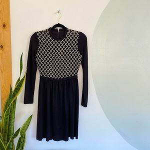 Vintage Black and Silver Long sleeve Dress